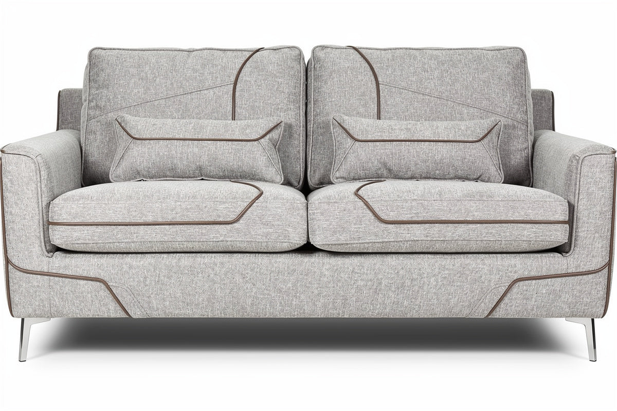 **Sofa z tkaniny w odcieniu szaro-beżowym z ozdobnym przeszyciem**